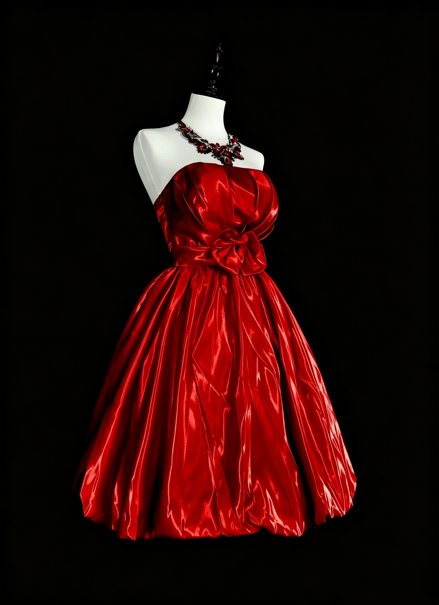 Fashion Strapless Red Satin Pleated A Line Short Homecoming Dress Birthday Outfits D4045