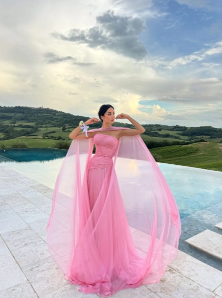 Classy Strapless Chiffon A Line Long Wedding Guest Dress,Pink Evening Dress Prom Gown D2977