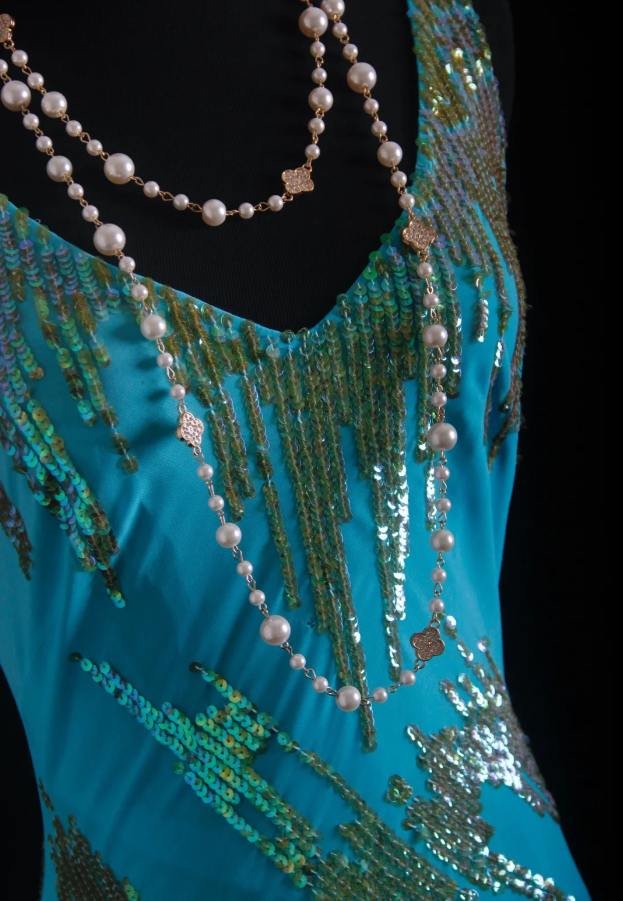 Unique Sleeveless Blue Satin Sequin Mermaid Evening Dress Long Birthday Party Dress Prom Gown D2006