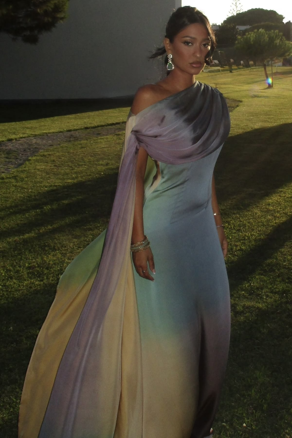 Charming One Shoulder Colorful Satin Long Prom Dress Party Dress D5110