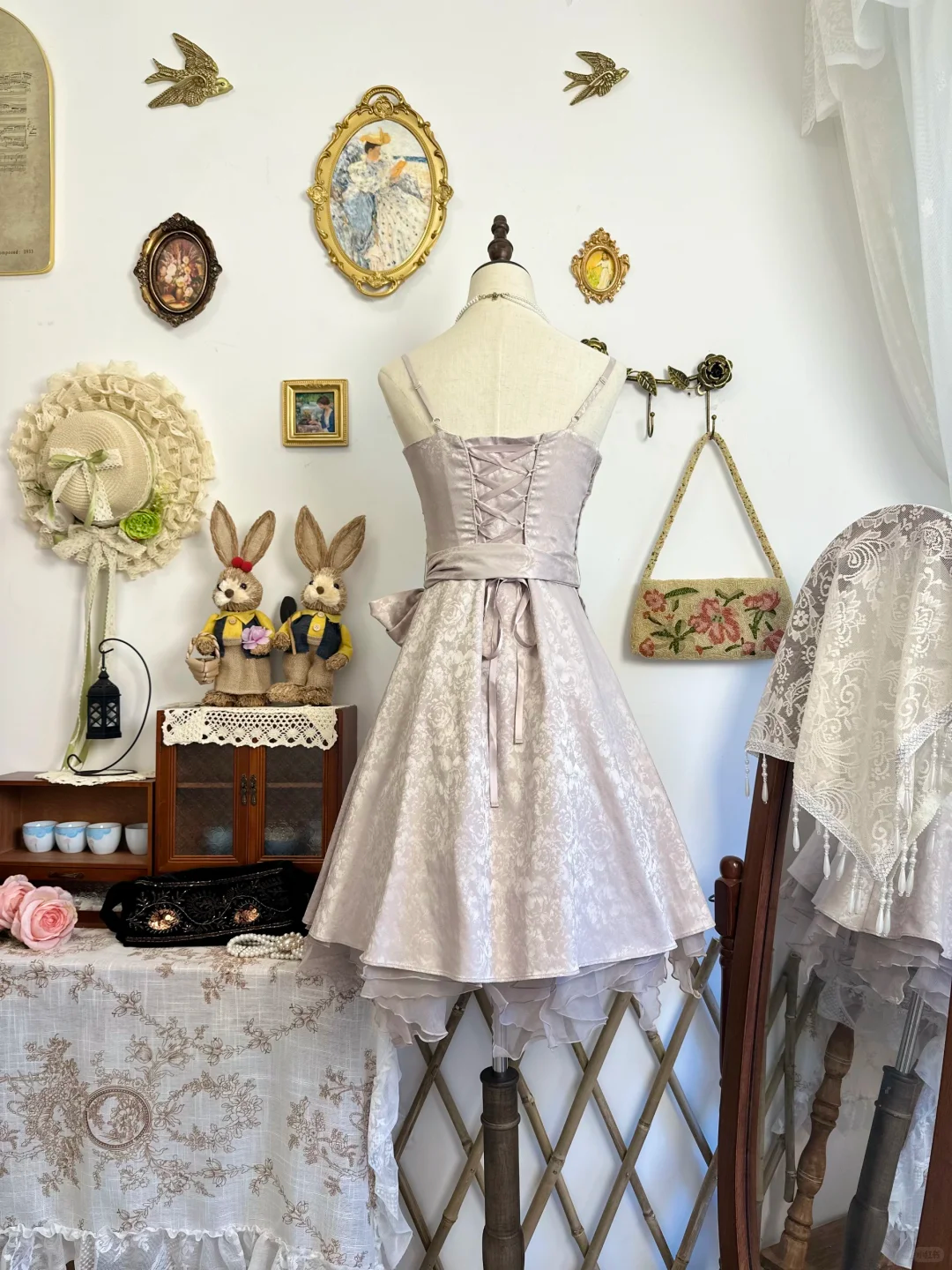 Vintage Satin Print Floral A Line Short Party Dress Homecoming Dress D308