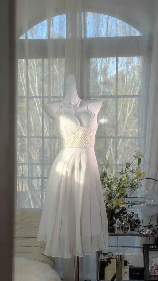 Charming White Chiffon V Neck A Line Short 8th Grade Homecoming Dress Mini Birthday Dress D2528