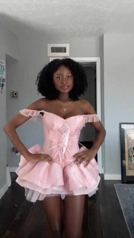 Cute Pink Satin Tulle Short Homecoming Dress Cocktail Dress D4456