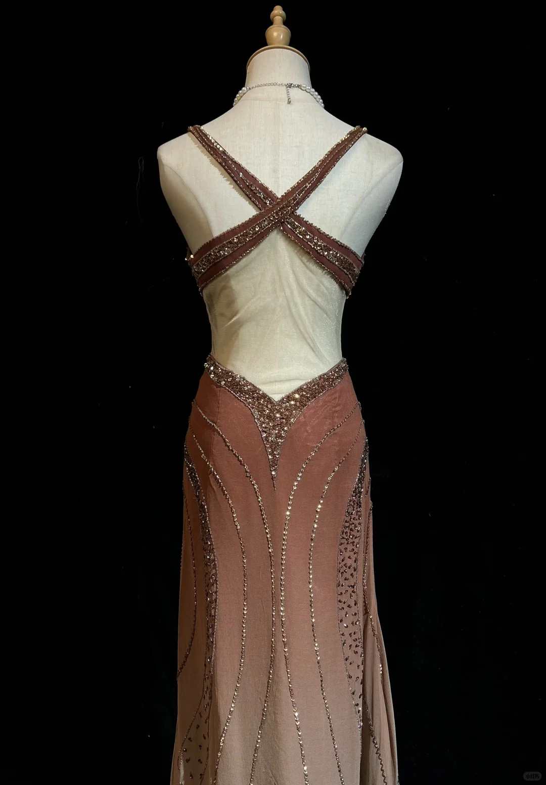 Vintage Ombre Chiffon Beaded Mermaid Evening Dress Long Prom Dress D3116