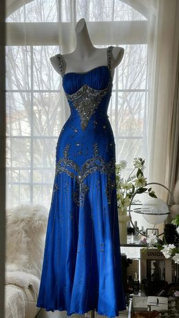 Chic Ivory Chiffon Beaded Mermaid Long Party Dress Evening Dresses D1971