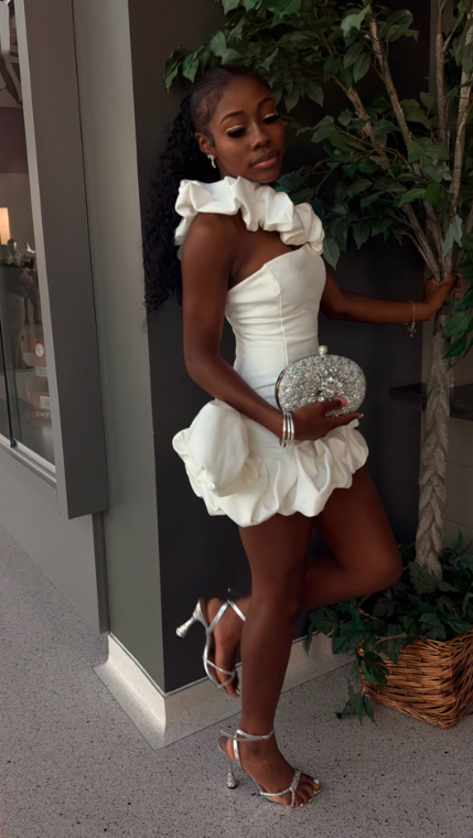 Elegant White Satin Ruched A Line Short 8th Grade Homecoming Dress,One Shoulder Mini Birthday Dress D3682