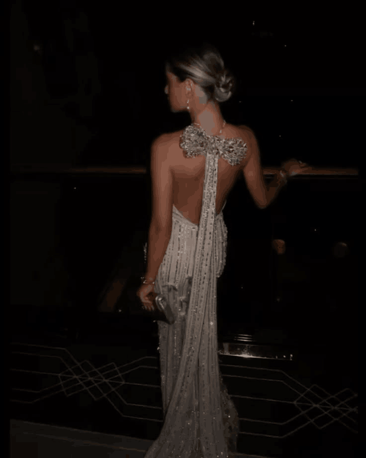 Elegant Light Champagne Tulle Beaded Mermaid Party Dress,Halter Backless Long Evening Dress D3597