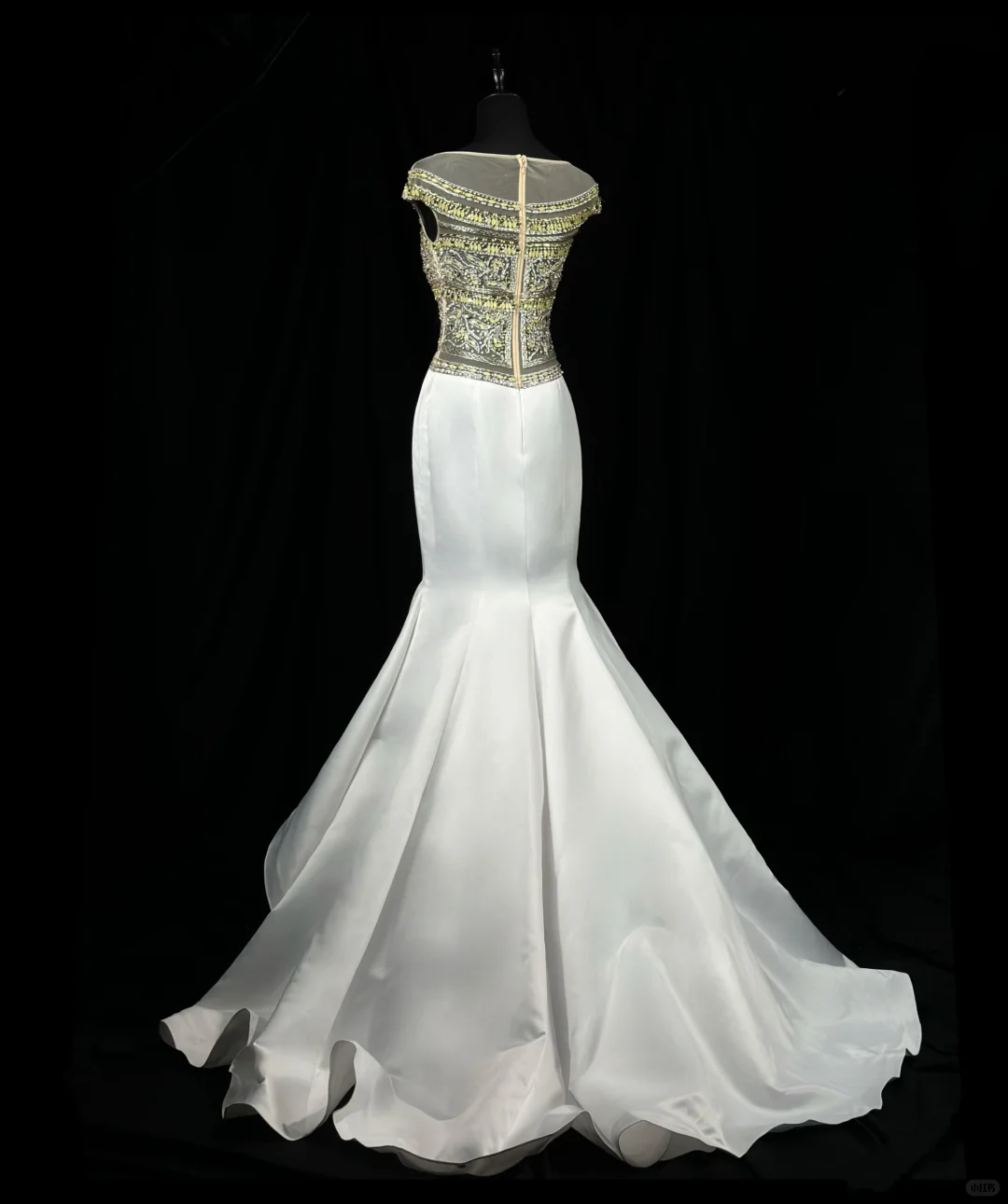 Retro Sleeveless White Tulle Satin Beaded Mermaid Long 20th Birthday Dress Evening Dress D2520
