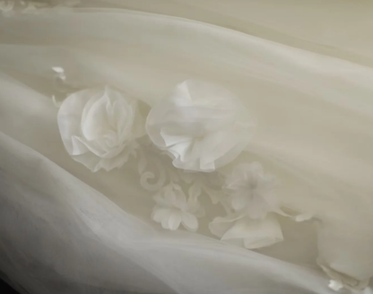 Fairy Strapless Tulle Appliqued Ball Gown White Long Wedding Dress D2323