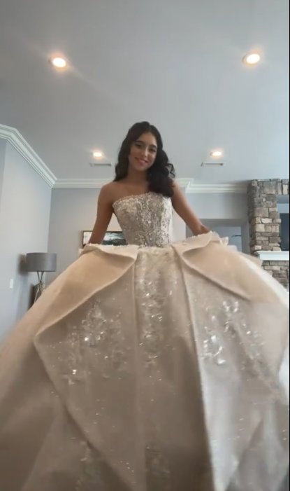 Gorgeous Strapless White Tulle Sequin Beaded Formal Long Wedding Dress D1051