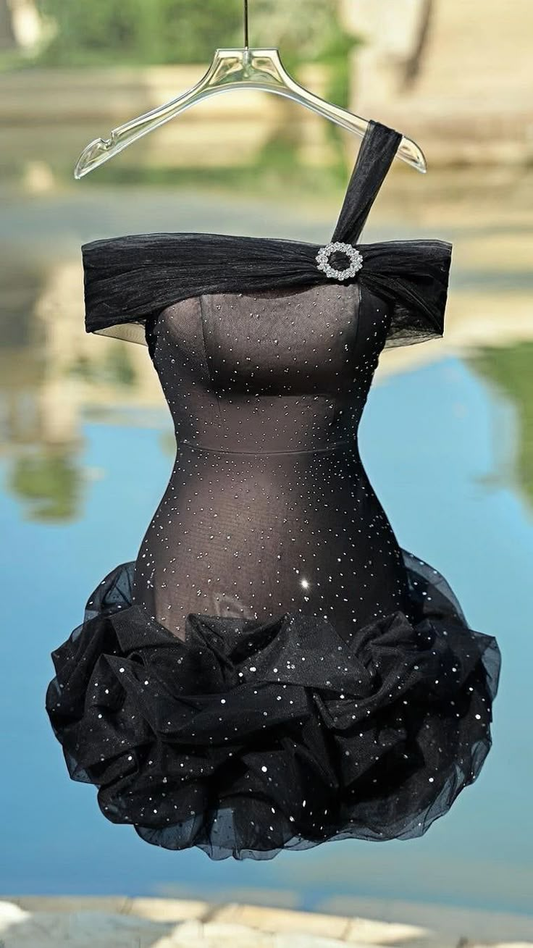 Glitter Black Bodycon Homecoming Dress Mini Birthday Dress  S233