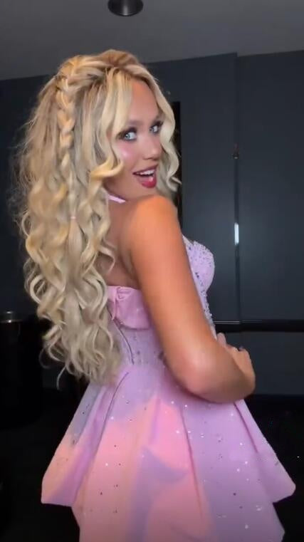 Pretty Pink Halter Satin Sequin Beaded Short Homecoming Dress Short Birthday Party Dress D4311