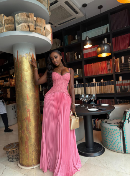 Pretty Spaghetti Straps Pink Satin Pleated A Line Party Dress Long Wedding Guest Dress D3552