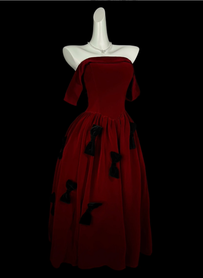 Elegant Burgundy Off The Shoulder Satin Satin Bow A Line Prom Dress Long Party Dress D4181