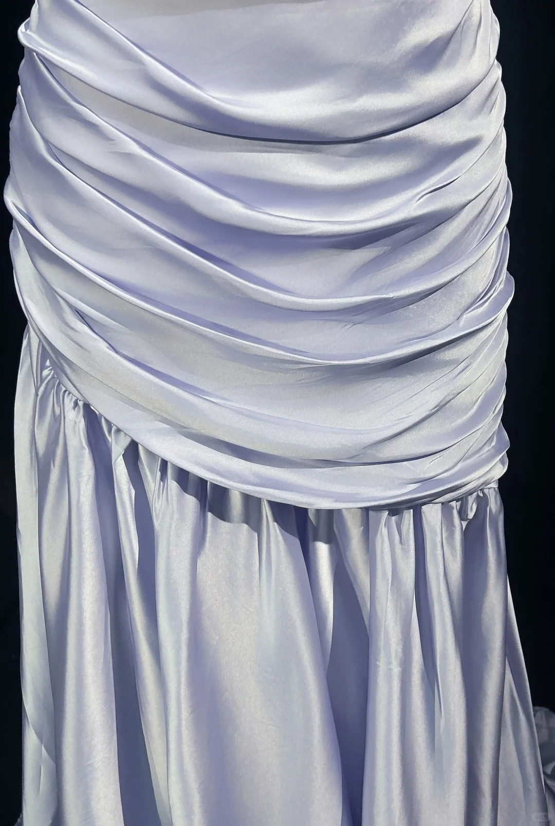 Pretty Lilac Satin Pleated Beaded Mermaid Evening Dress,Spaghetti Straps Long Prom Gown D3119