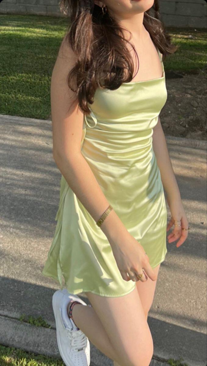 Sexy Satin Lime Green Short Graduation Homecoming Dress Cocktail Dress D3023