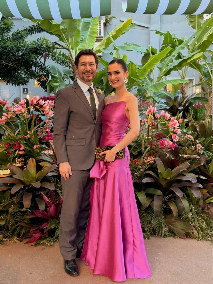 Elegant Magenta Satin Mermaid Long Birthday Party Dress Strapless Long Wedding Guest Dress D4595