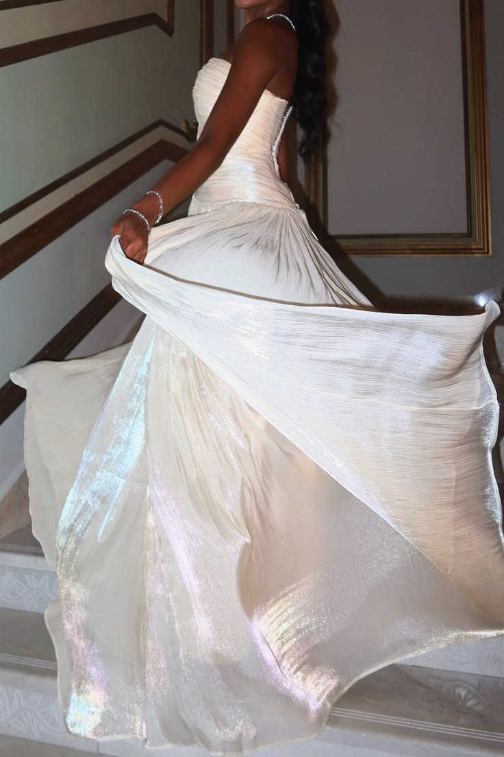 Shiny Ivory Sweetheart Neck Tulle Pleated A Line Long Party Dress Prom Gown D4789