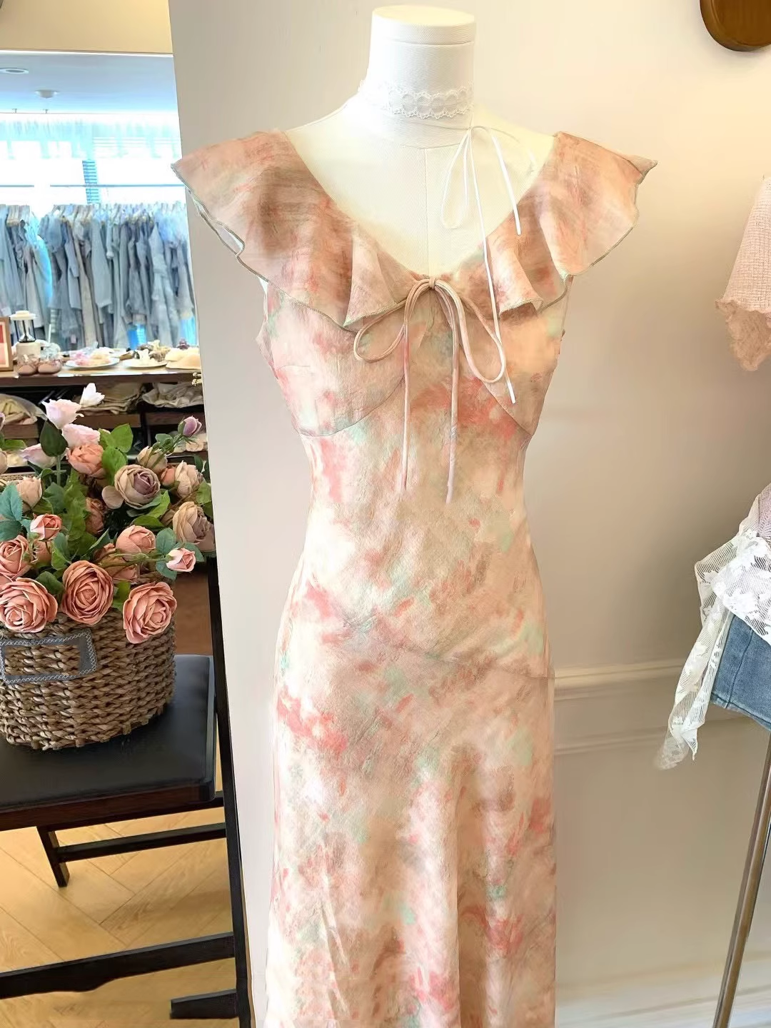 Pink Ruffle A Line Vacation Dress Birthday Party Dress S286