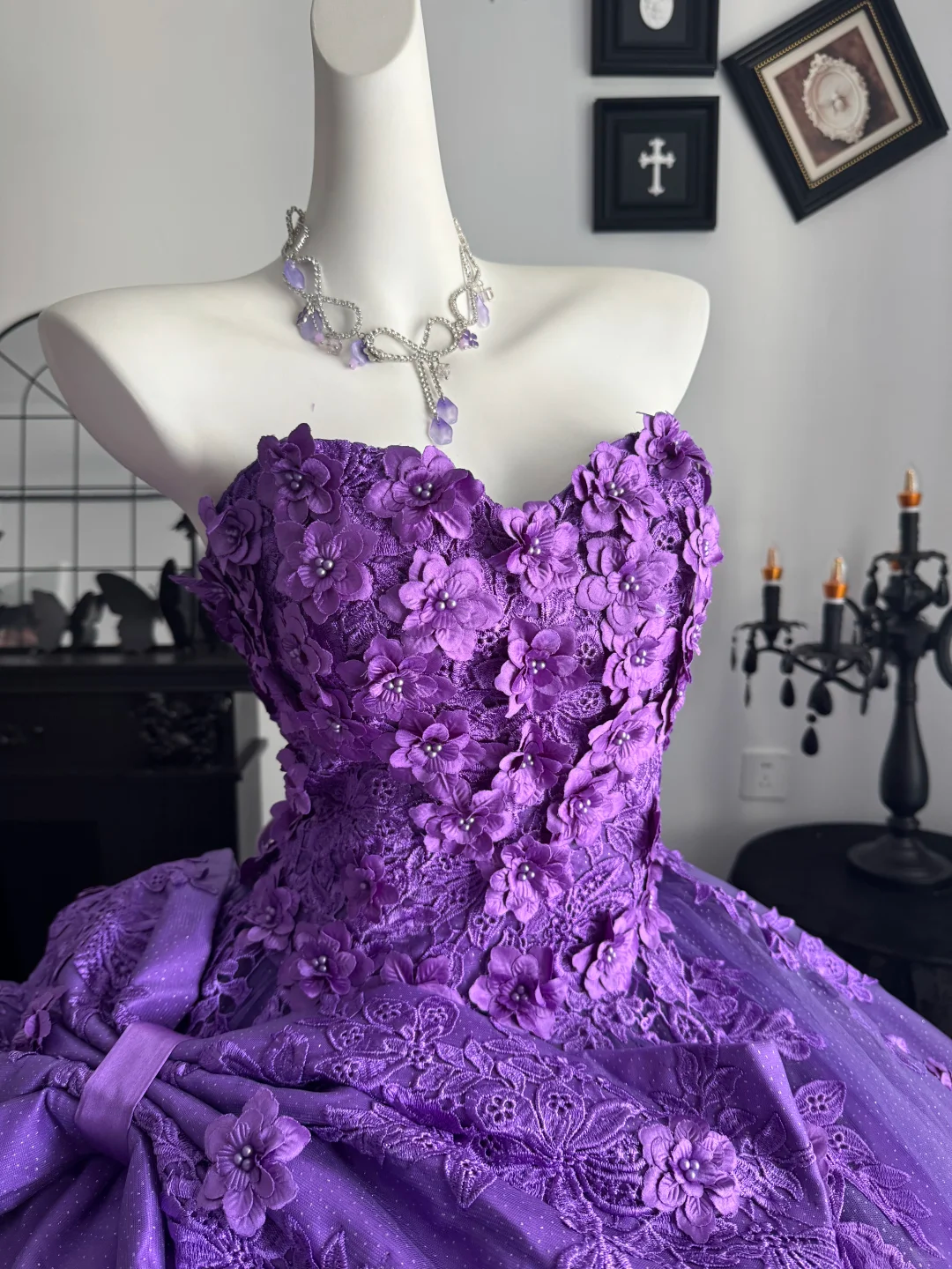 Charming Purple Off The Shoulder Tulle Appliques Sweet 16 Dress,Formal Quinceanera Dress D3721