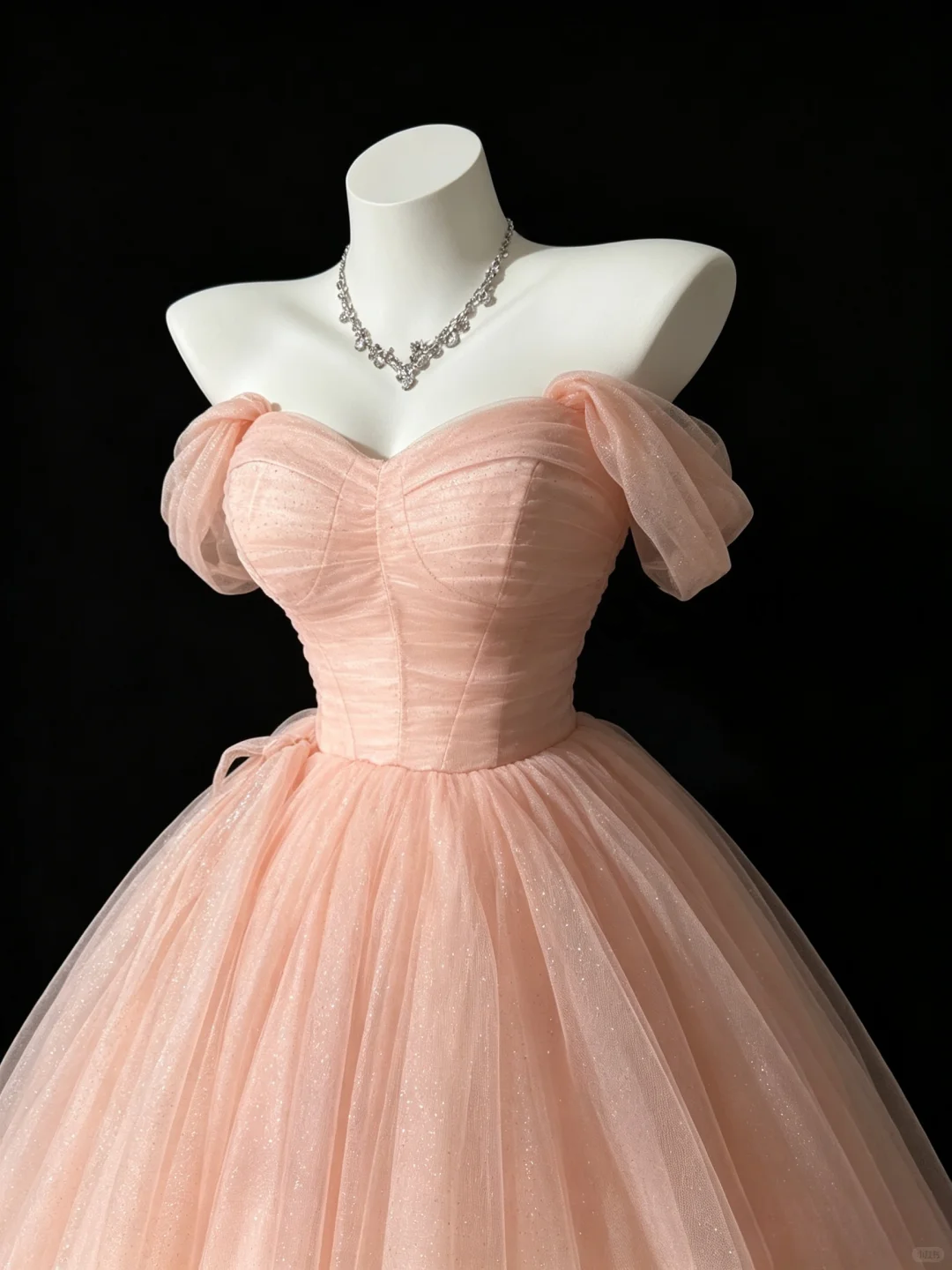 Pretty Pink Tulle Sequin Short Party Dress Off The Shoulder Short Graduation Homecoming Dress D5220
