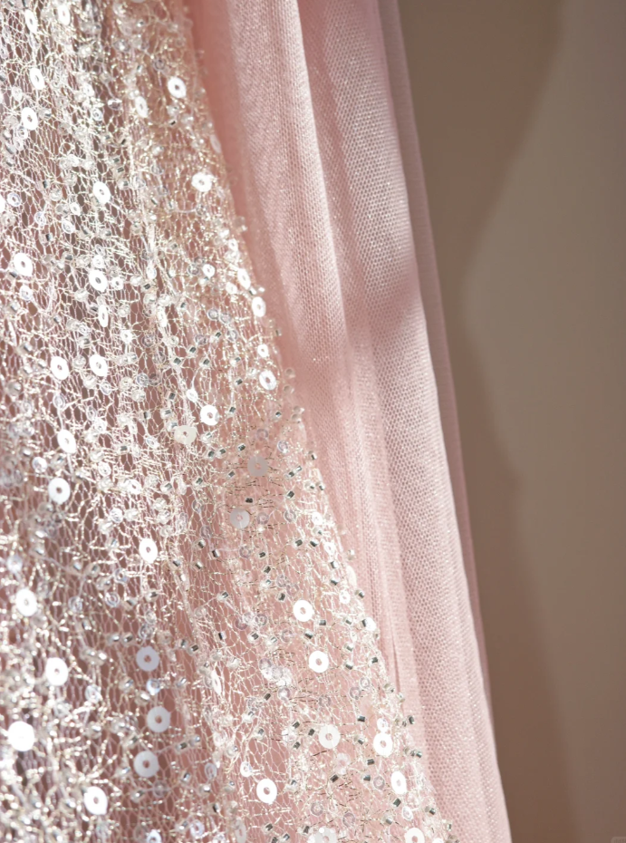 Glitter Pink Strapless Sequin Pleated Mermaid Long Wedding Guest Dress Formal Birthday Evening Dress D2147