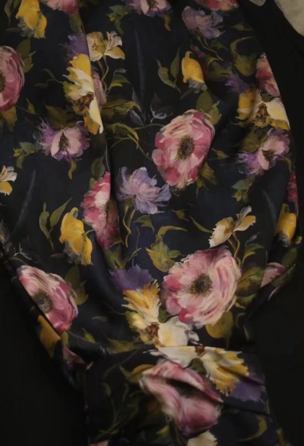 Pretty Strapless Satin Rose Print Floral Long Birthday Party Dress Evening Gown D2205