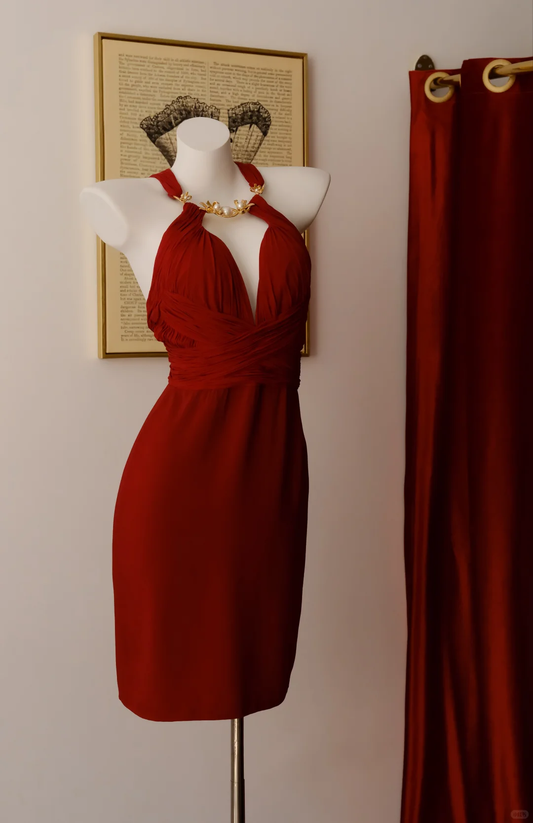 Fashion Sleeveless Satin Beaded Sheath Mini Cocktail Dress Burgundy Short Graduation Homecoming Dress D2717