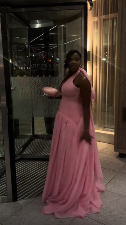 Elegant Pink Halter V Neck Chiffon Long Party Dress Prom Dress D4466