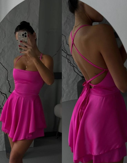 Sexy White Spaghetti Straps Backless Short Cocktail Dress Formal 7th Grade Homecoming Dress D499