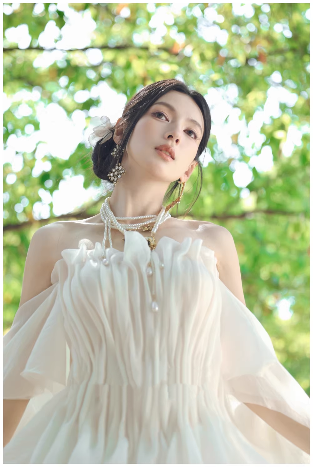 Fairy Off The Shoulder White Chiffon Pleated Pearls Long Party Dress Birthday Evening Gown D2411