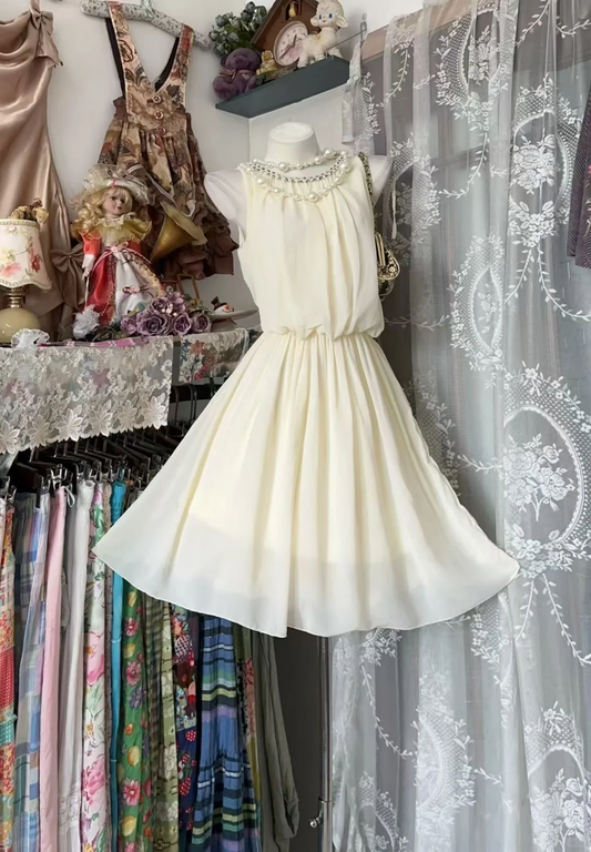 Classy Off White Chiffon A Line Short Homecoming Dress Birthday Outfits D3192