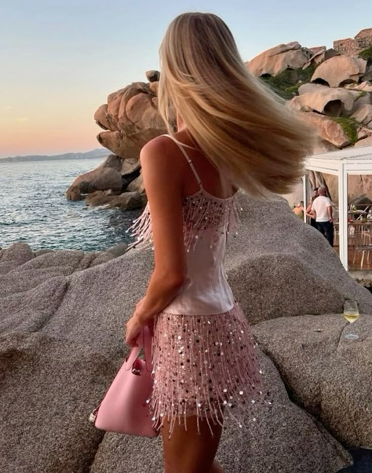 Pretty Pink Sequin Spaghetti Straps Homecoming Dress Cocktail Dress S517
