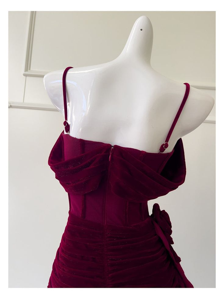 Pretty Spaghetti Straps Burgundy Sheath Short Homecoming Dresses Cocktail Dress S573