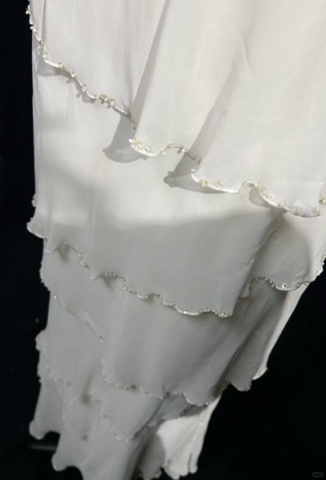 Classy White Sleeveless Chiffon Layered Beaded Long Party Dress Evening Dress D2841