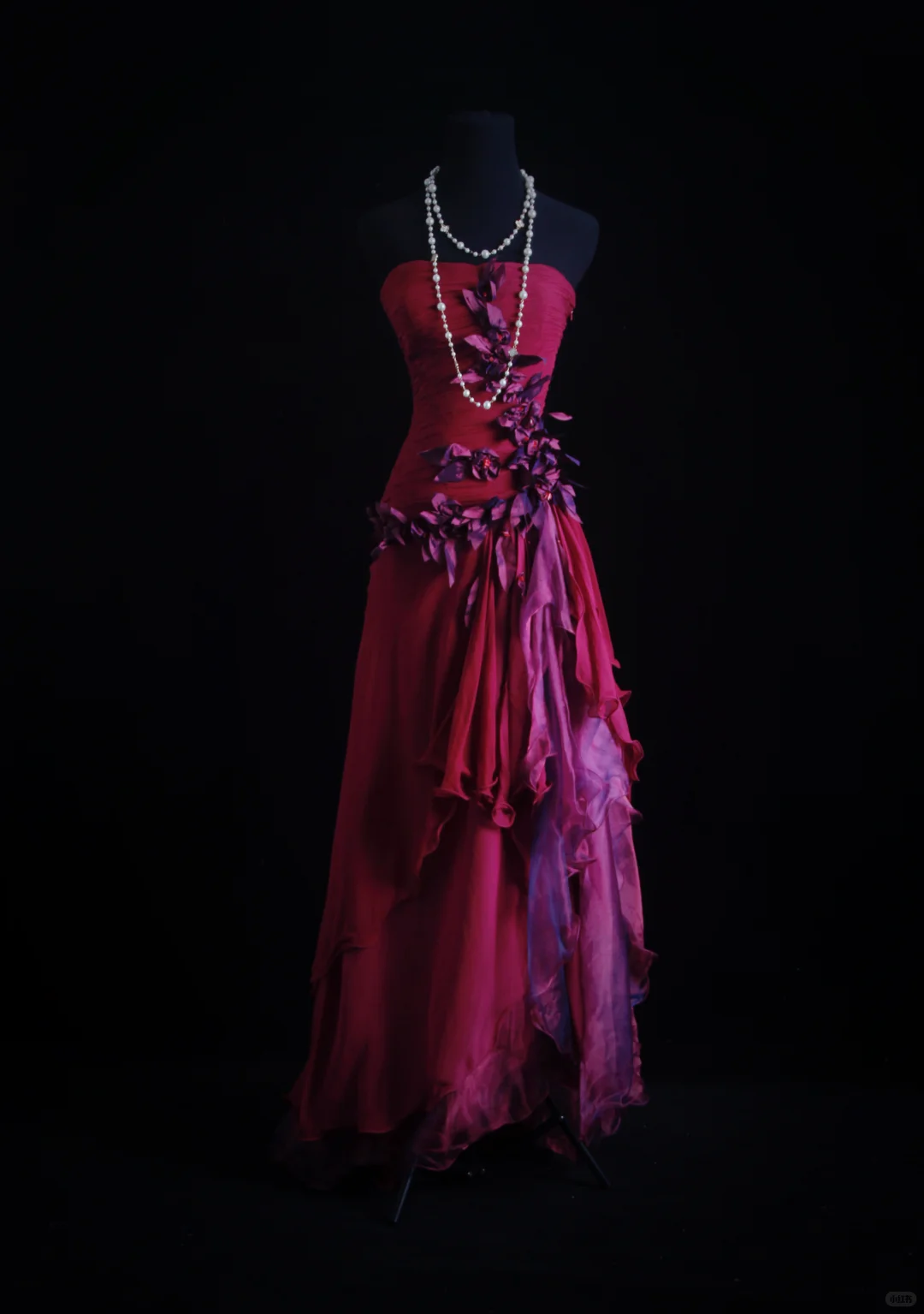 Pretty Strapless Chiffon Floral A Line Long Party Dress Prom Dress D2876