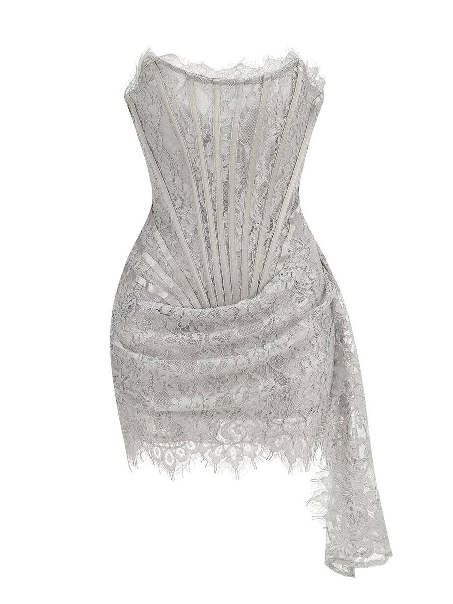 Sexy Burgundy Strapless Lace Sheath Short Cocktail Dress Homecoming Dress D002