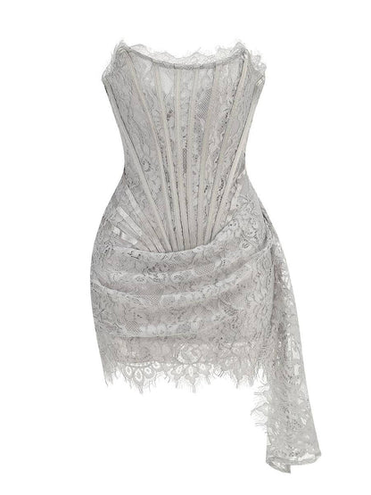 Sexy Burgundy Strapless Lace Sheath Short Cocktail Dress Homecoming Dress D002