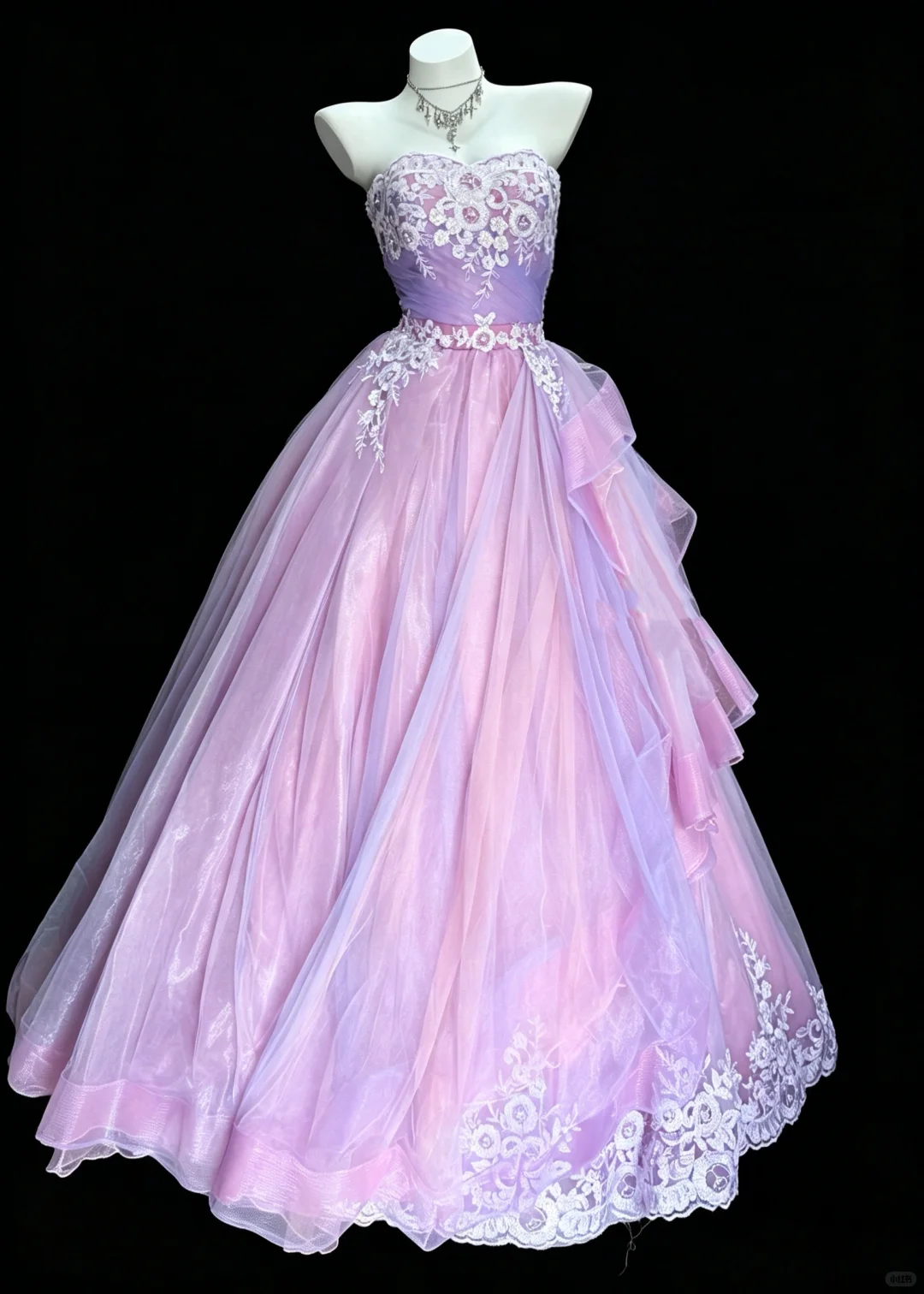 Classy Lavender Tulle Appliques Satin Long Evening Dress Sweetheart Neck Birthday Party Dress D5289