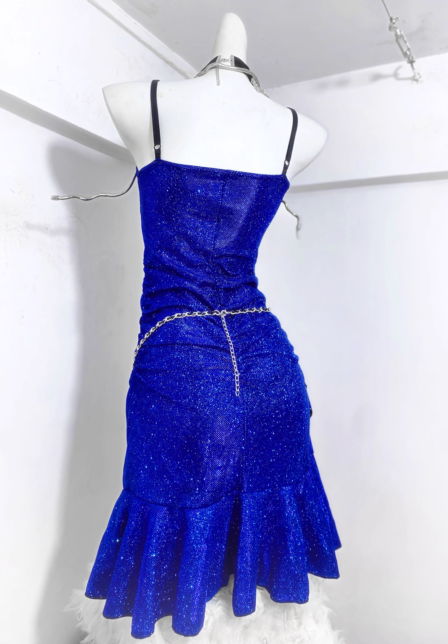 Charming Royal Blue Spaghetti Straps Ruffles Short Birthday Dress Homecoming Dress S614
