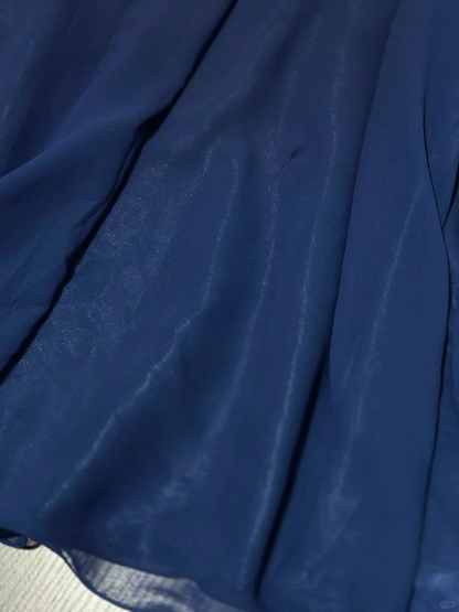 Elegant Off The Shouler Navy Blue Chiffon Beaded A  Line Long Party Dress Evening Dress D2511