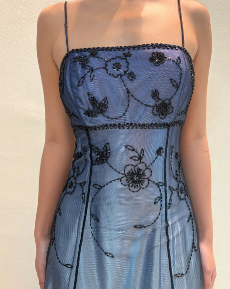 Gorgeous Spaghetti Straps Ombre Blue Tulle Beaded Mermaid Eevening Dress Long Birthday Party Gown D1695