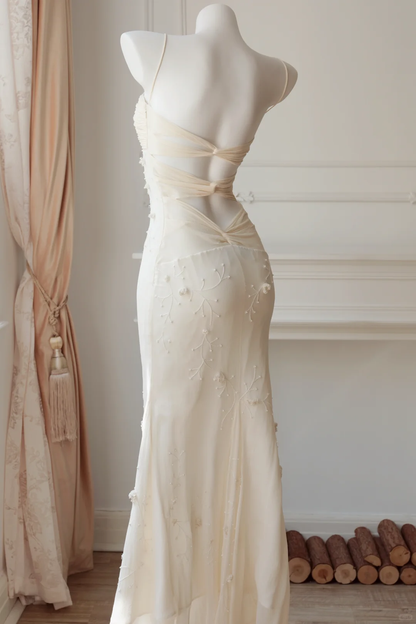 Elegant Sleeveless Chiffon Mermaid Backless Long Party Dress Evening Dress D2715
