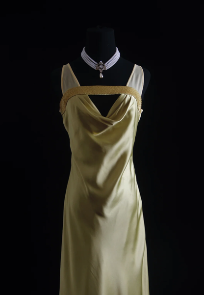 Chic Yellow Sleeveless Satin Long Wedding Guest Dress Party Dress D2000