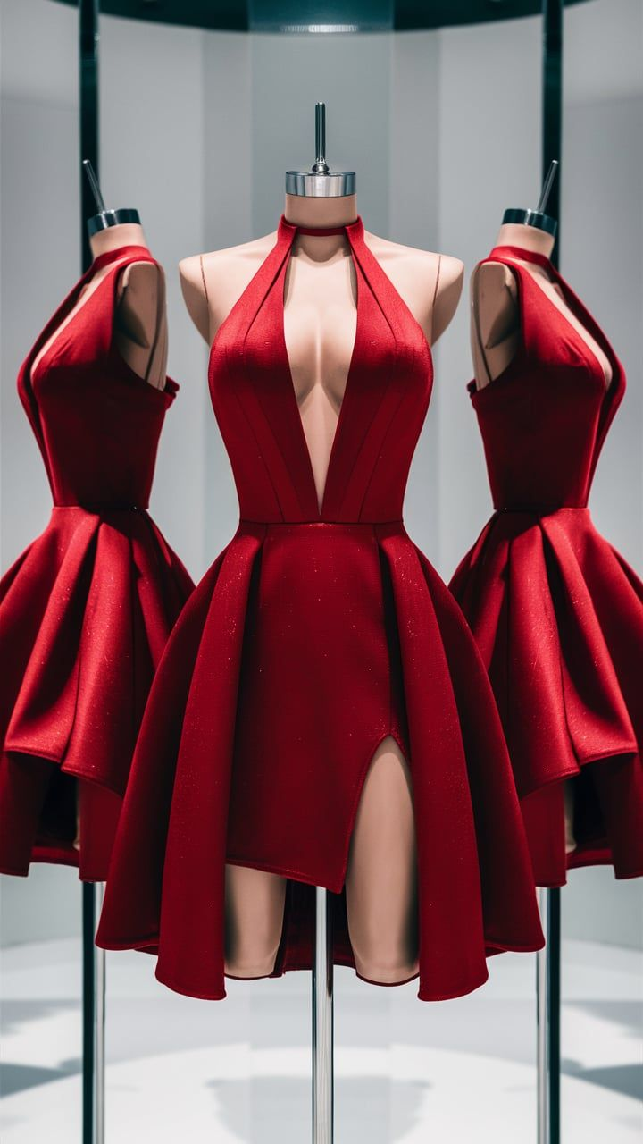 Sexy Red Deep V Sleeveless Short Cocktail Dress Formal 6th Grade Homecoming Dress D621