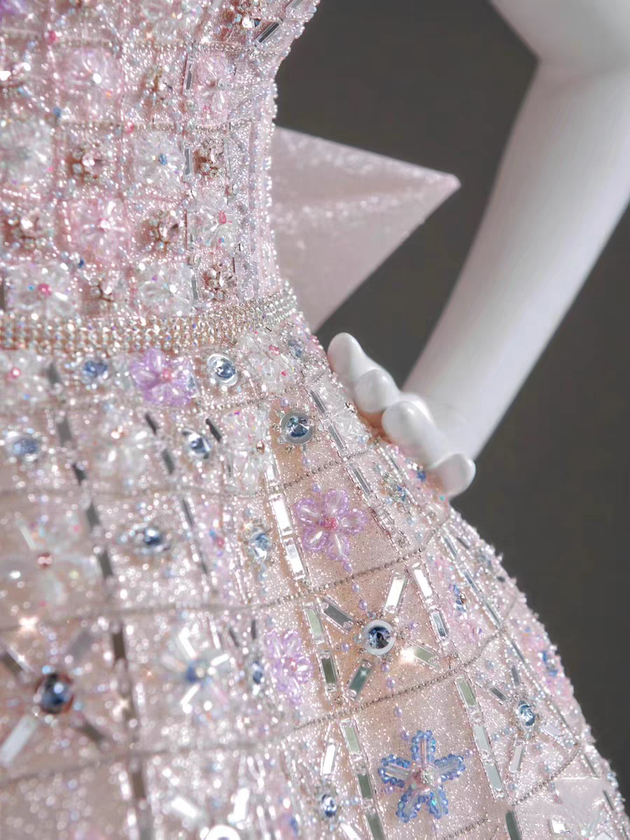 Glitter Strapless Tulle Beaded Mini Birthday Dress Pink Homecoming Dress With Bow S257