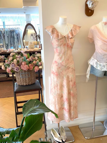 Pink Ruffle A Line Vacation Dress Birthday Party Dress S286