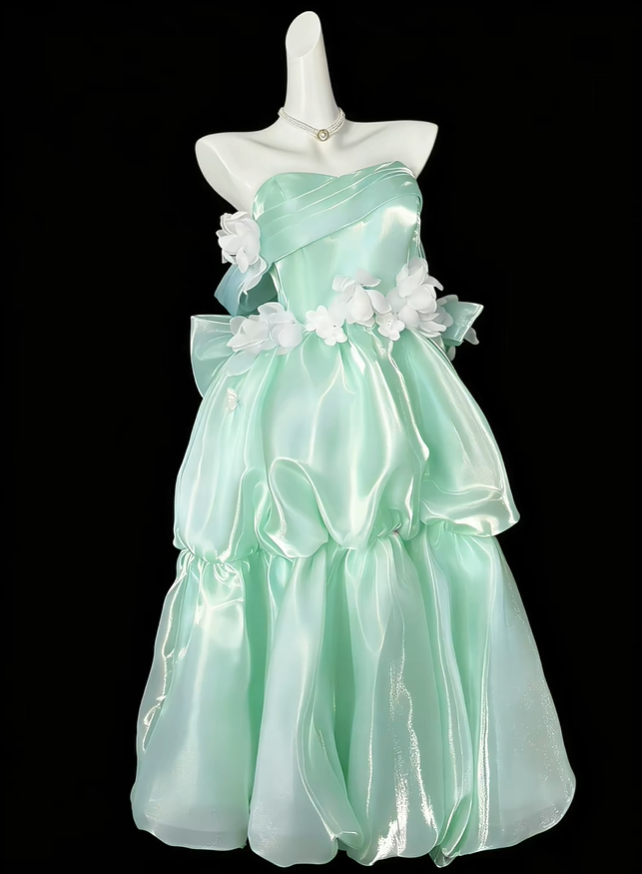 Classy Off The Shoulder Tulle Appliques Long Party Dress,Blue Long Evening Gown D4203