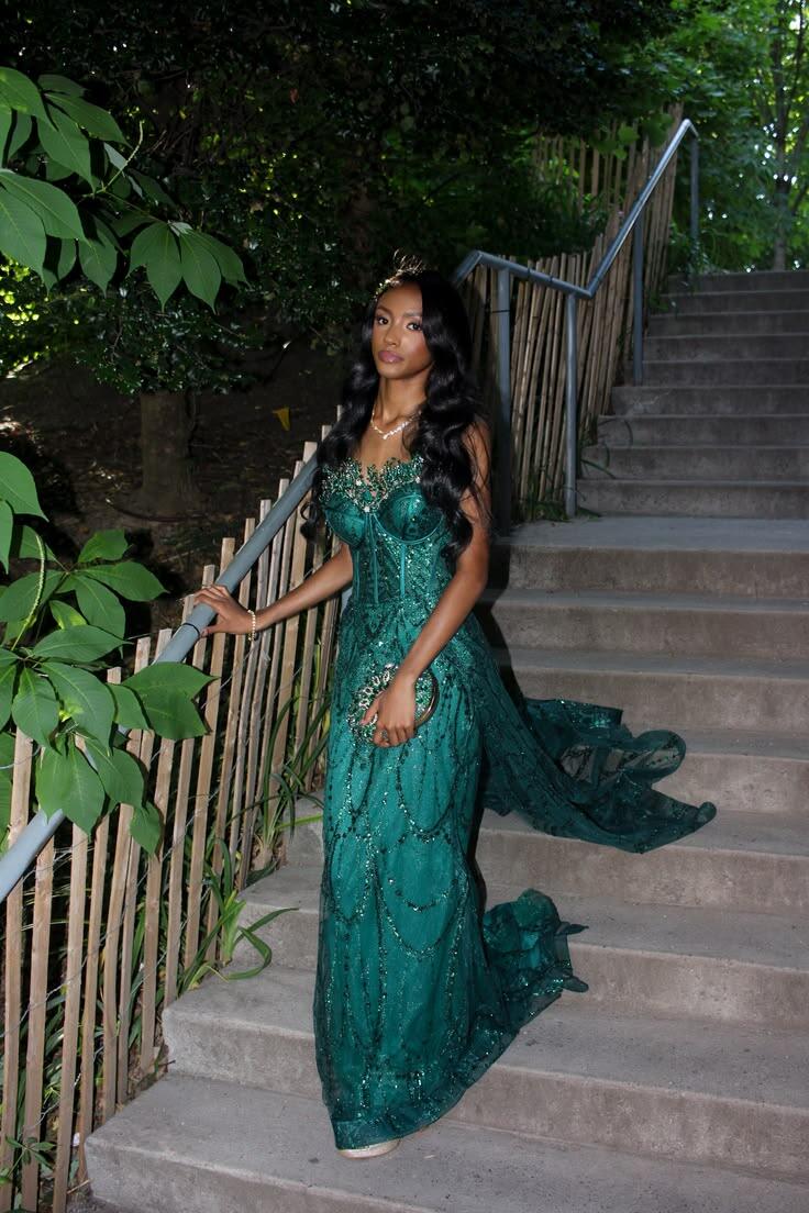 Gorgeous Sweetheart Neck Tulle Sequin Green Mermaid Party Dress Long Evening Gown D5158