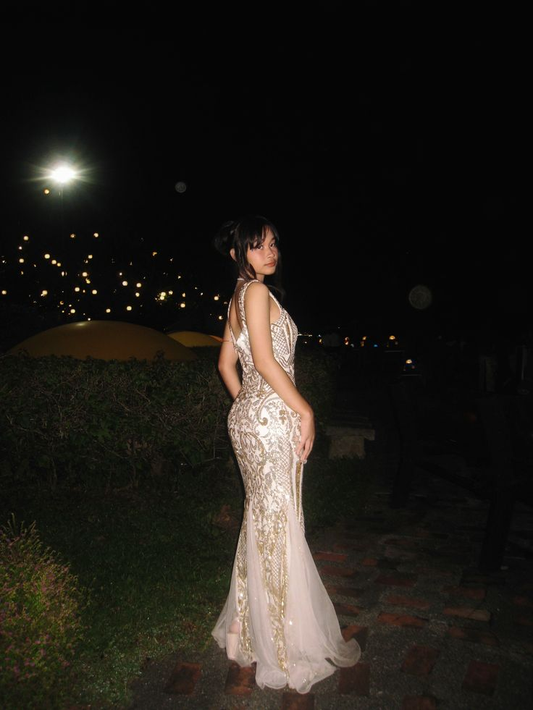 Gorgeous Spaghetti Straps Tulle Sequin Mermaid Prom Dress Long Party Dress D1016